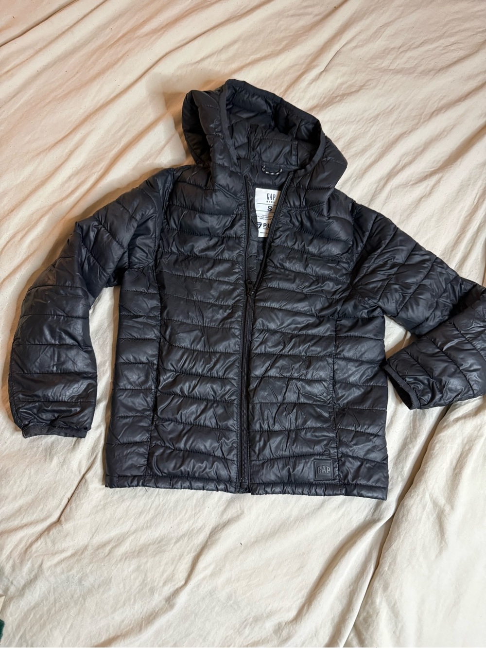 GAP Kids Black Quilted Hooded Puffer Jacket